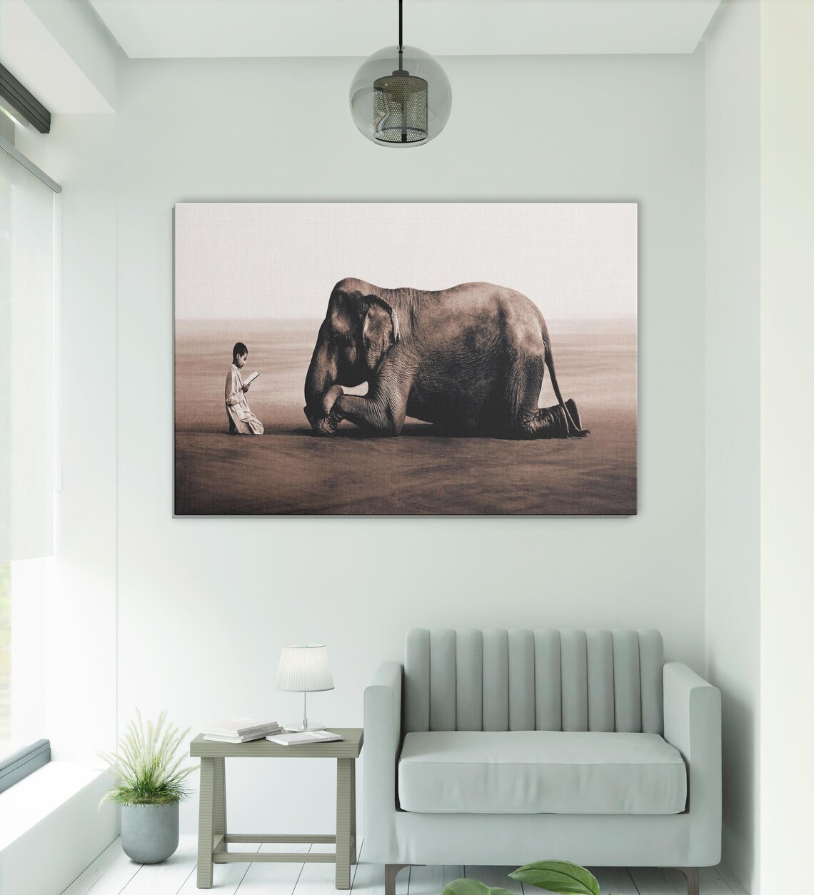 Boy Reading To Elephant, Surreal Artwork - Image 4