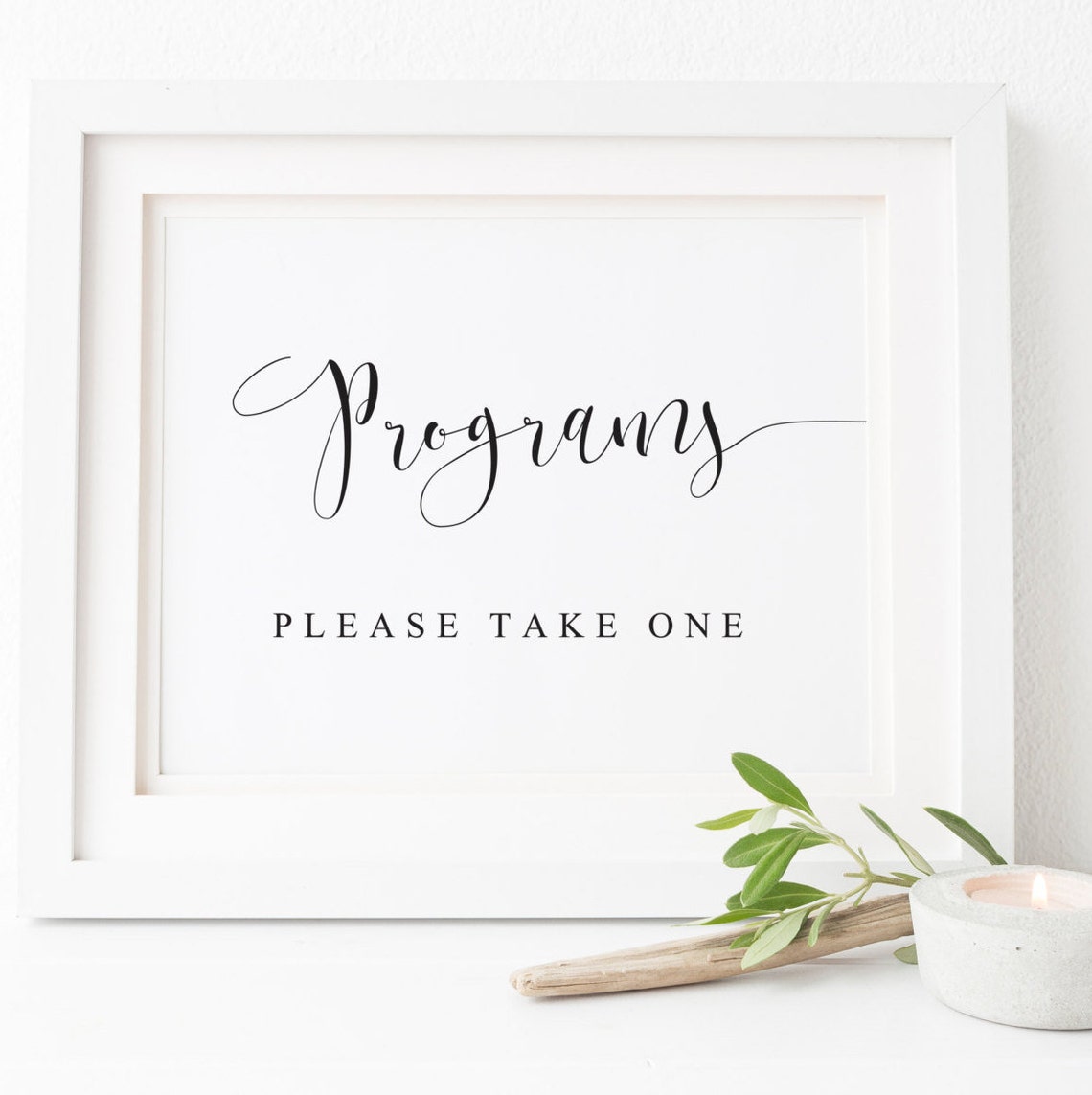 Programs Please Take One Sign Elegant Wedding Ceremony Print