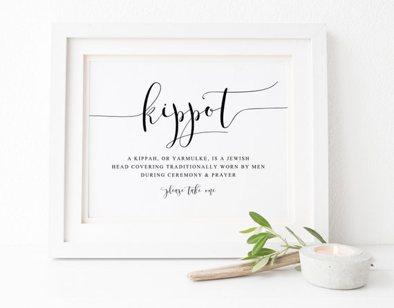Kippot Wedding Sign, Jewish Ceremony Wall Art