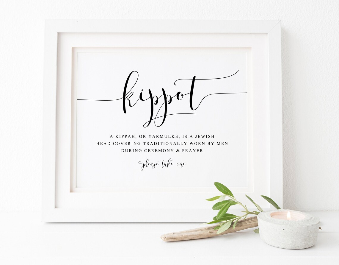 Kippot Wedding Sign, Jewish Ceremony Wall Art