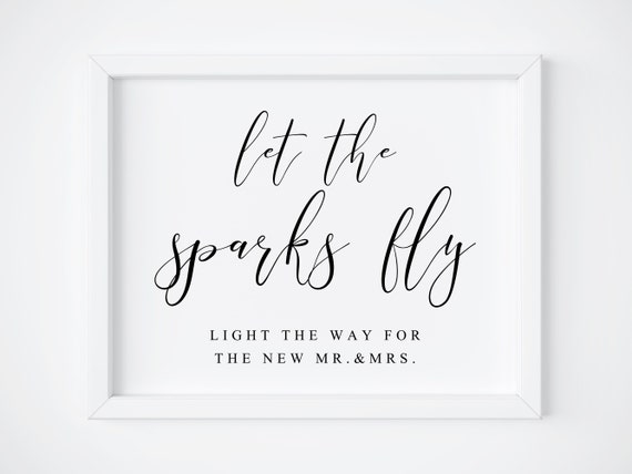 Let The Sparks Fly Wedding Sparkle Sign Print