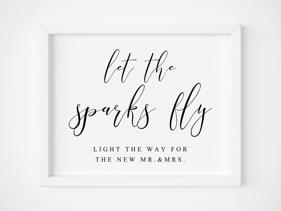 Let The Sparks Fly Wedding Sparkle Sign Print