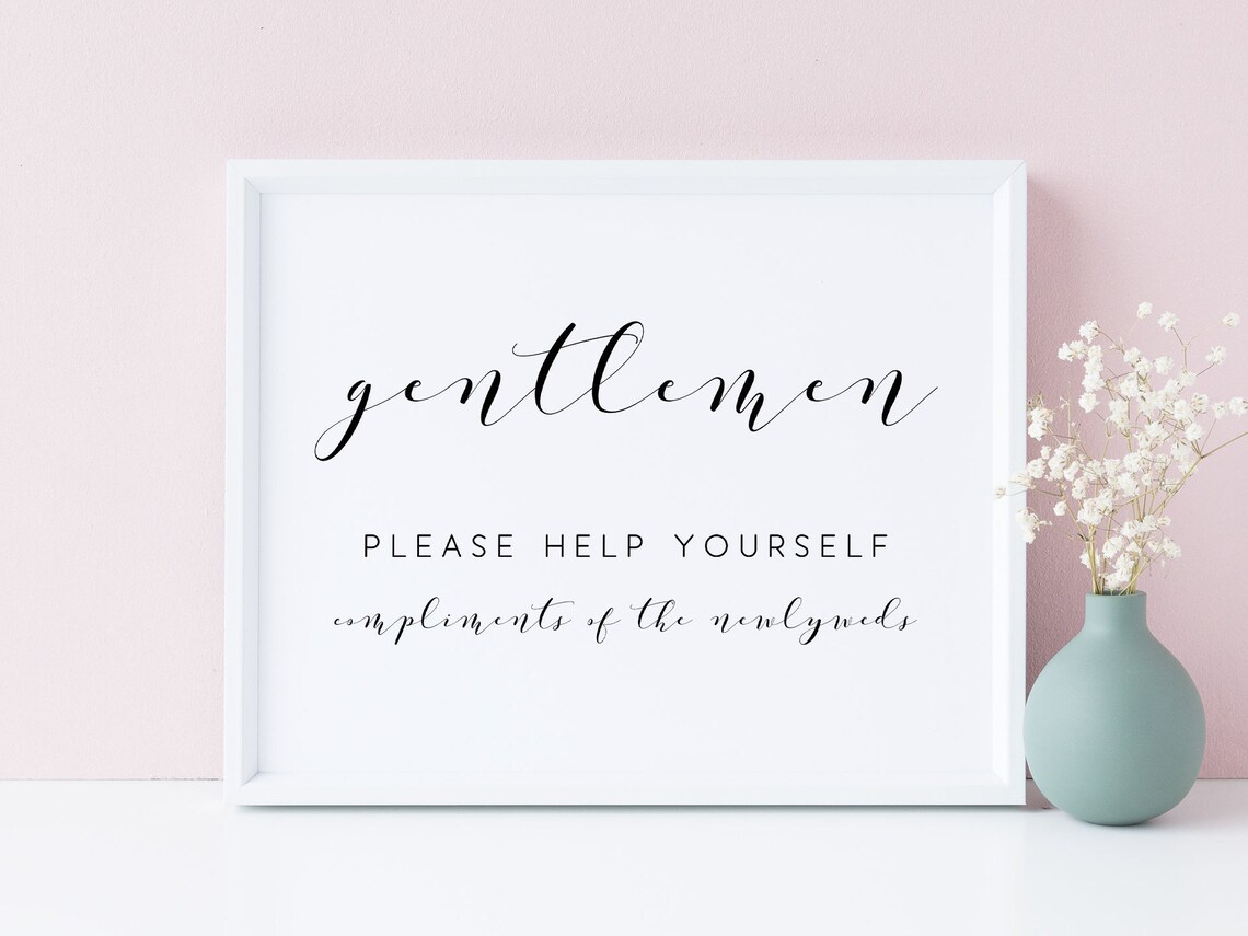 Wedding Restroom Sign for Gentlemen, Bathroom Print