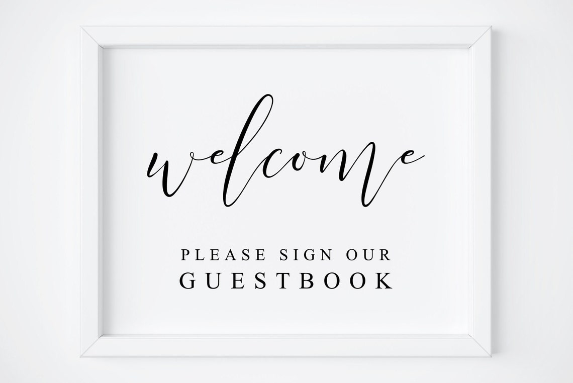 Welcome Please Sign Our Guestbook Elegant Wedding Sign Poster