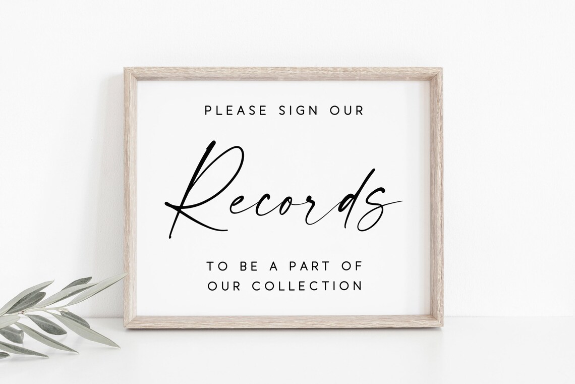 Record Guest Book Sign, Wedding Guestbook Art Print