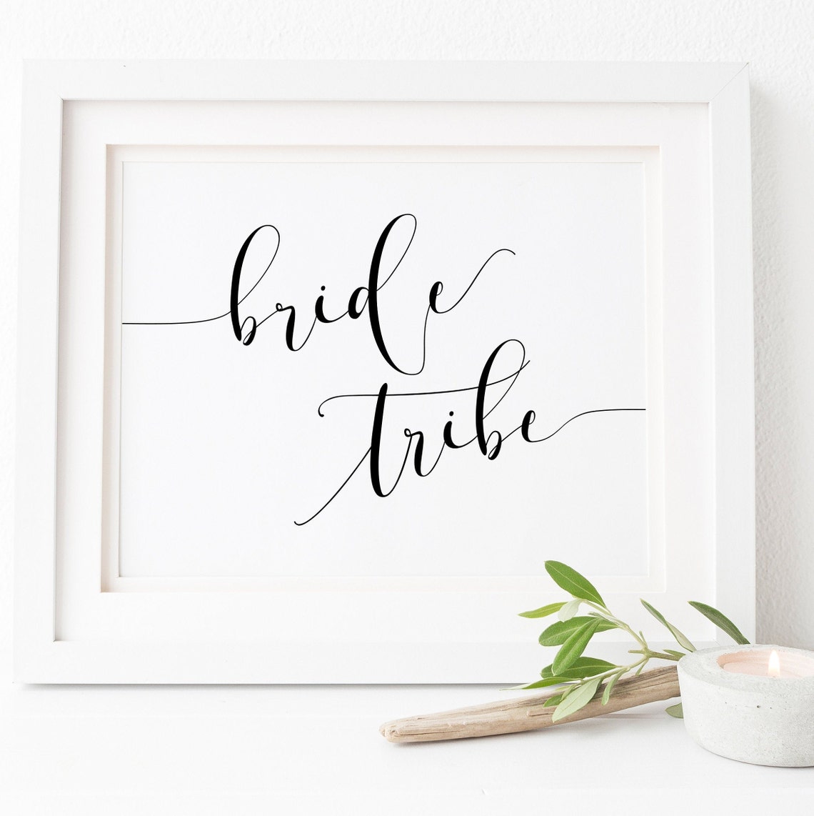 Bride Tribe Sign Elegant Script Bridal Shower Decor Sign Print