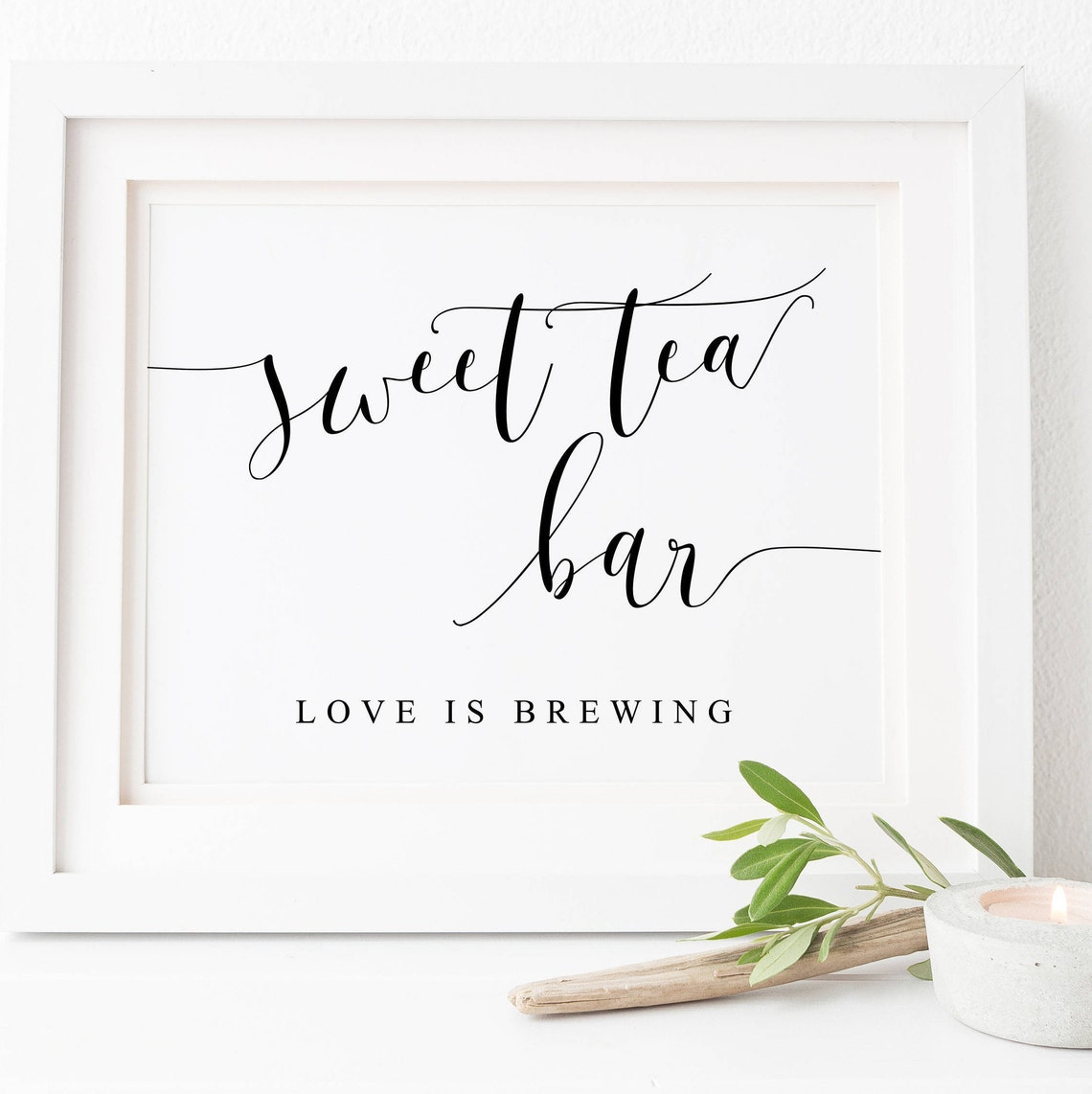 Sweet Tea Bar Love Is Brewing Wedding Drink Sign Calligraphy Poster