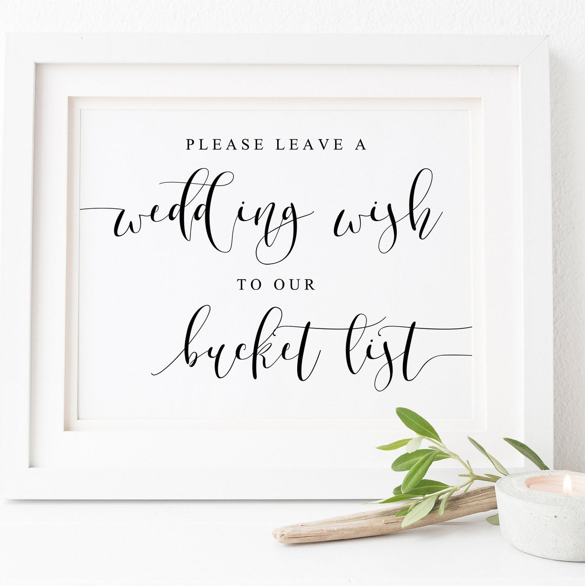Please Leave A Wedding Wish Bucket List Guest Book Sign Poster