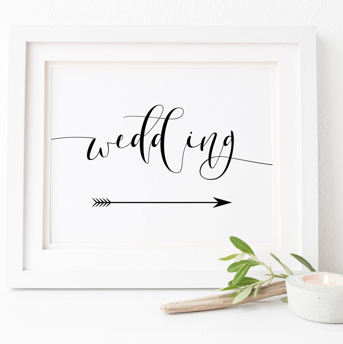 Wedding Direction Sign With Arrow Ceremony Reception Wayfinding Poster