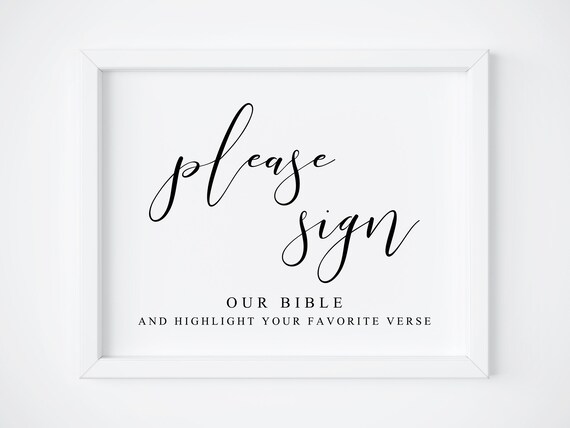 Please Sign Our Bible Verse Wedding Guest Book Sign