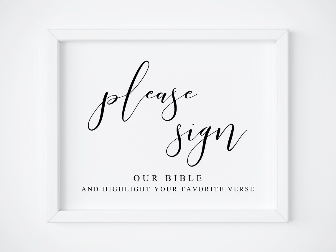 Please Sign Our Bible Verse Wedding Guest Book Sign