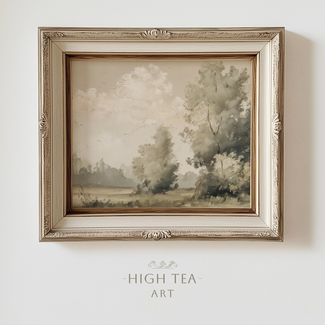 Moody Sepia Countryside Landscape Vintage Oil Painting Style Art Print