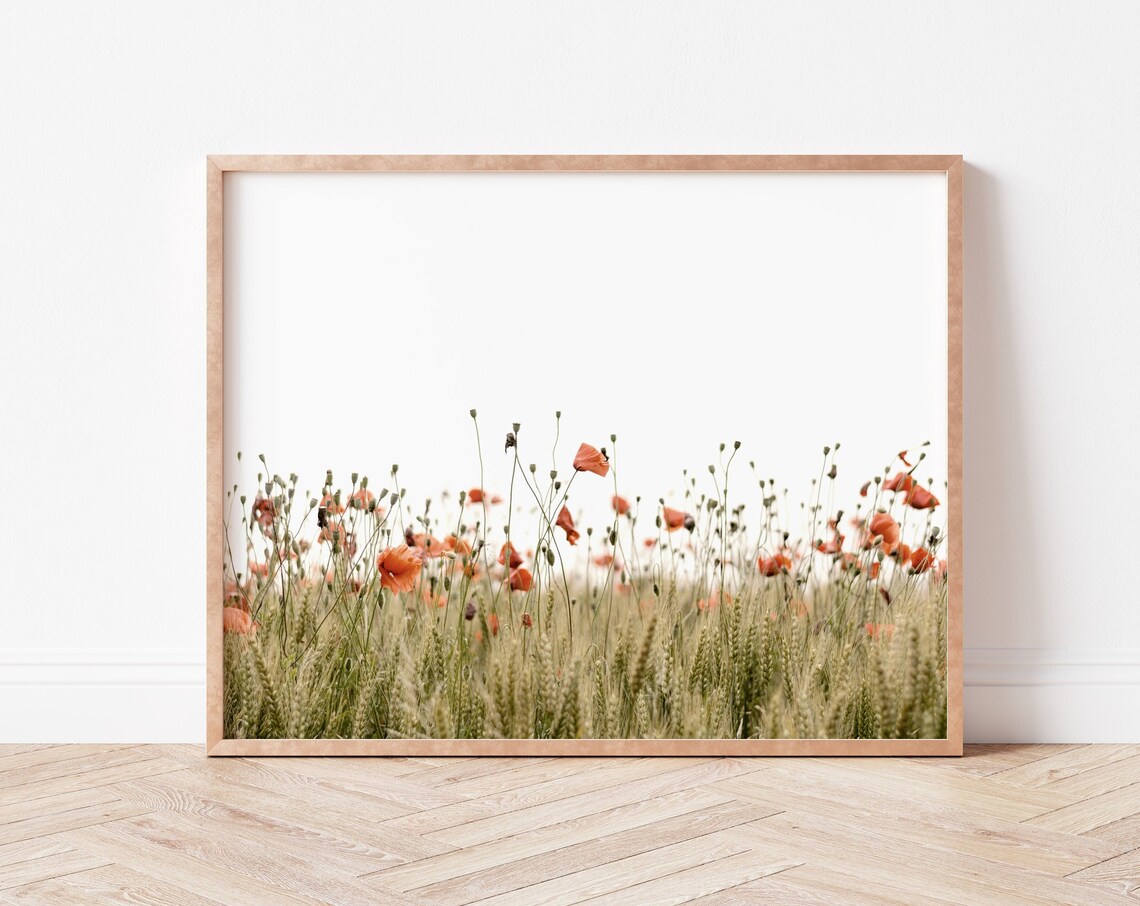 Poppies Field Art Print, Wildflower Wall Art