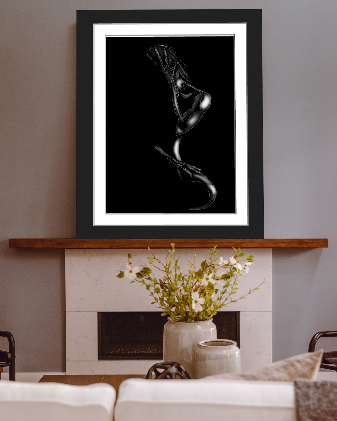 Nude Silhouette Line Art Woman Minimalist Black Figure Poster - Image 3