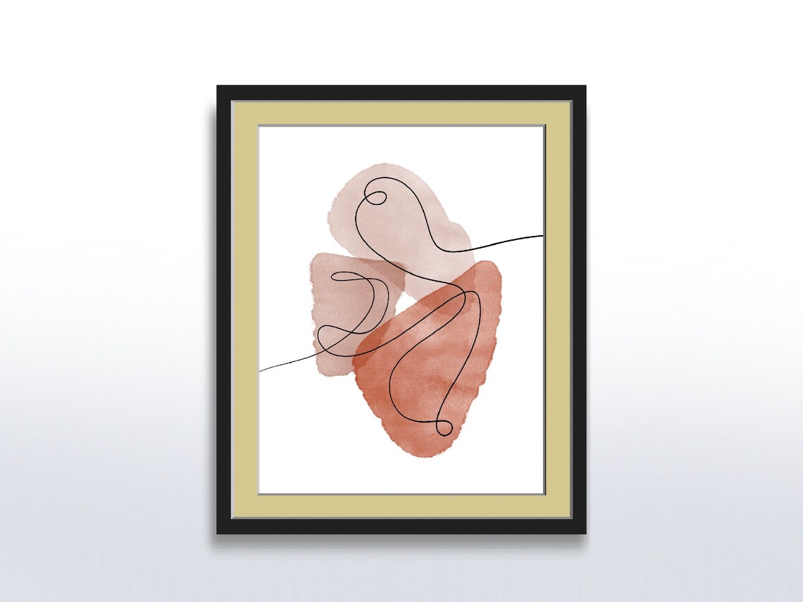 Abstract Boho Shapes With Lines, Contemporary Modern