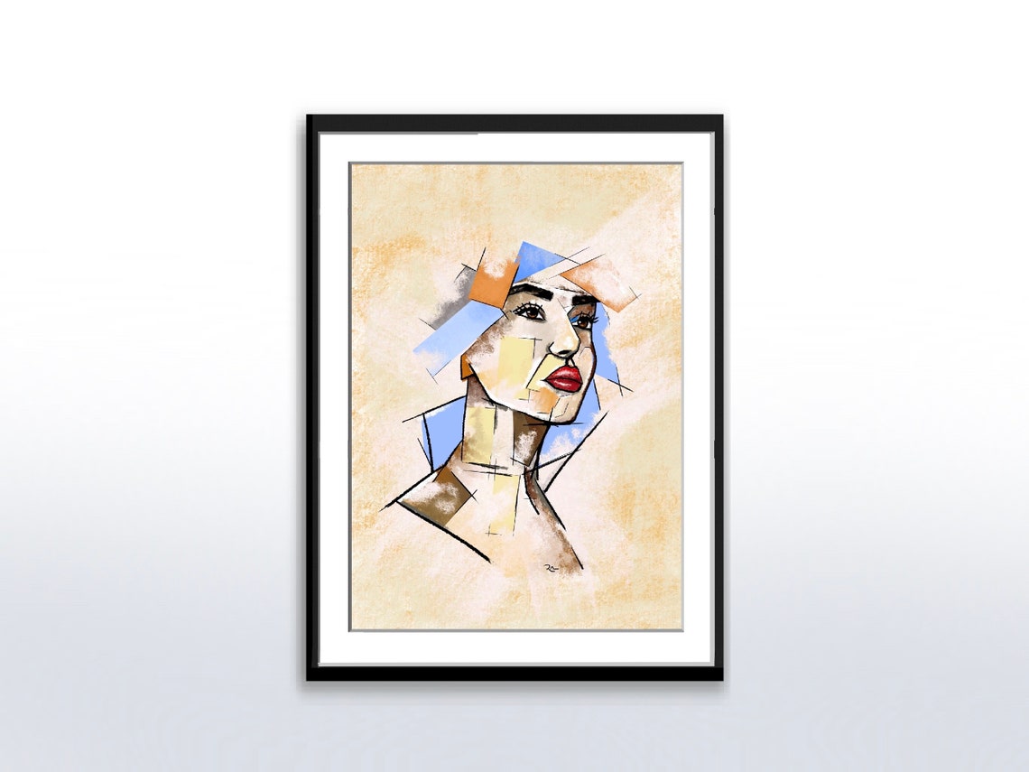 Abstract Portrait Art Abstract Womans Face Art Art Picasso Style Cubism Art Instant Print - Image 5