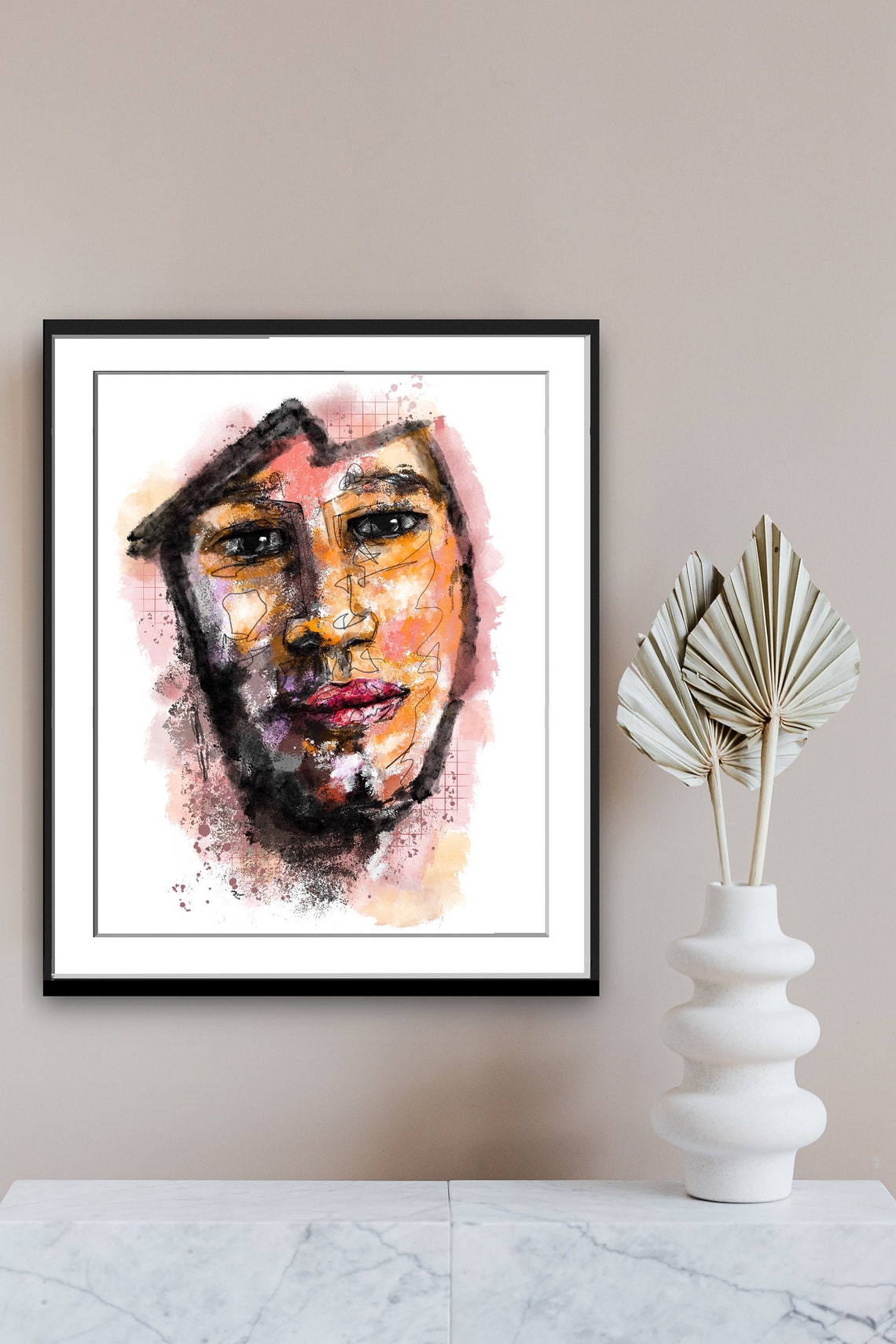 Abstract Portrait, Man's Face Art Print