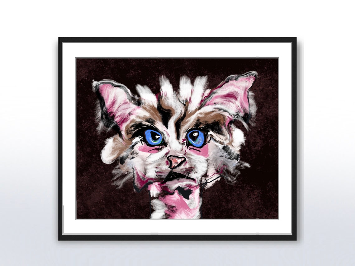 Abstract Cat Wall Art Print