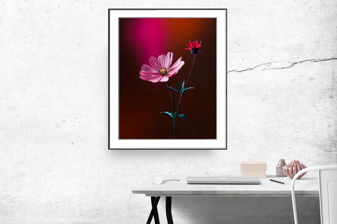 Delicate Pink Flower on Background, Floral Wall Art - Image 4