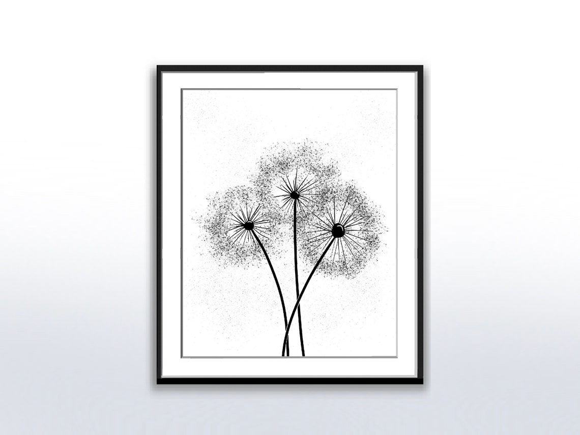 Black and White Dandelion Seed Head Botanical Minimalist Art Poster - Image 5