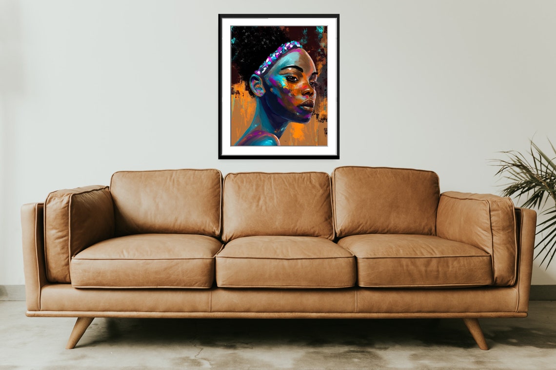 Colorful Abstract Portrait Of A Young Black Woman Face Poster - Image 5