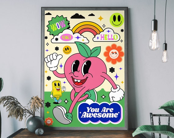 Trendy Kids Typography Print Cool Nursery Quirky Wall Art Awesome