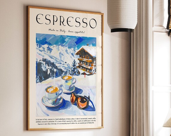 Coffee Poster, Vintage Italian Coffee Art Print
