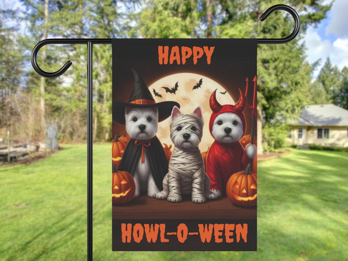 Fall Halloween Westie Art Print, Terrier Lovers