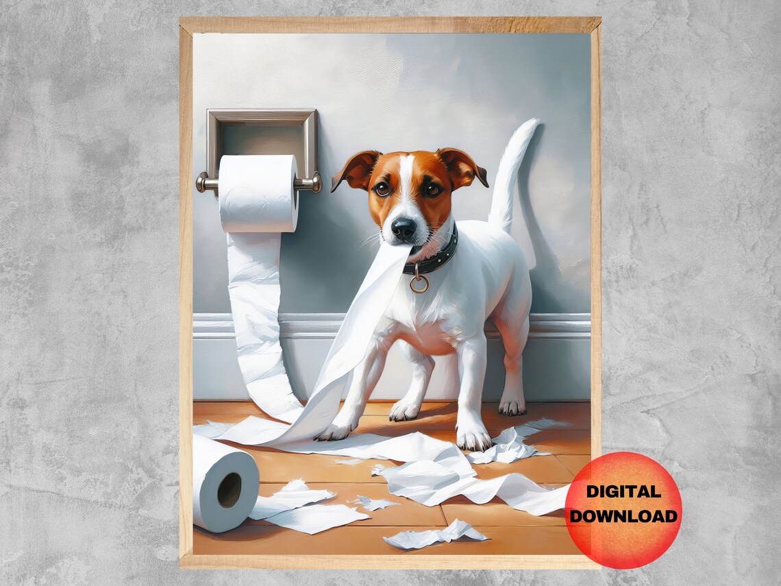 Jack Russell Terrier Bathroom Humor Art Print