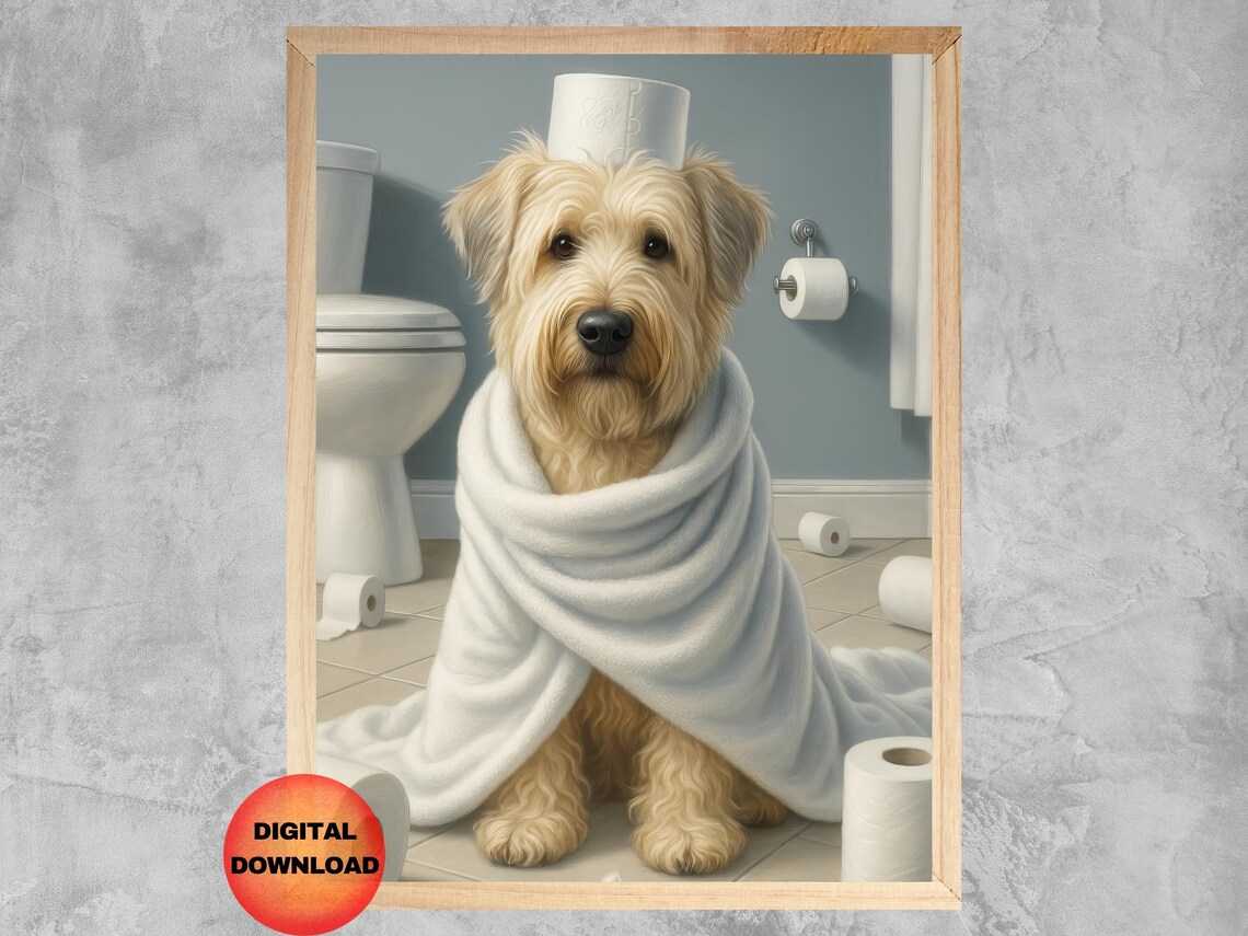 Wheaten Terrier Funny Bathroom Wall Art, Gift
