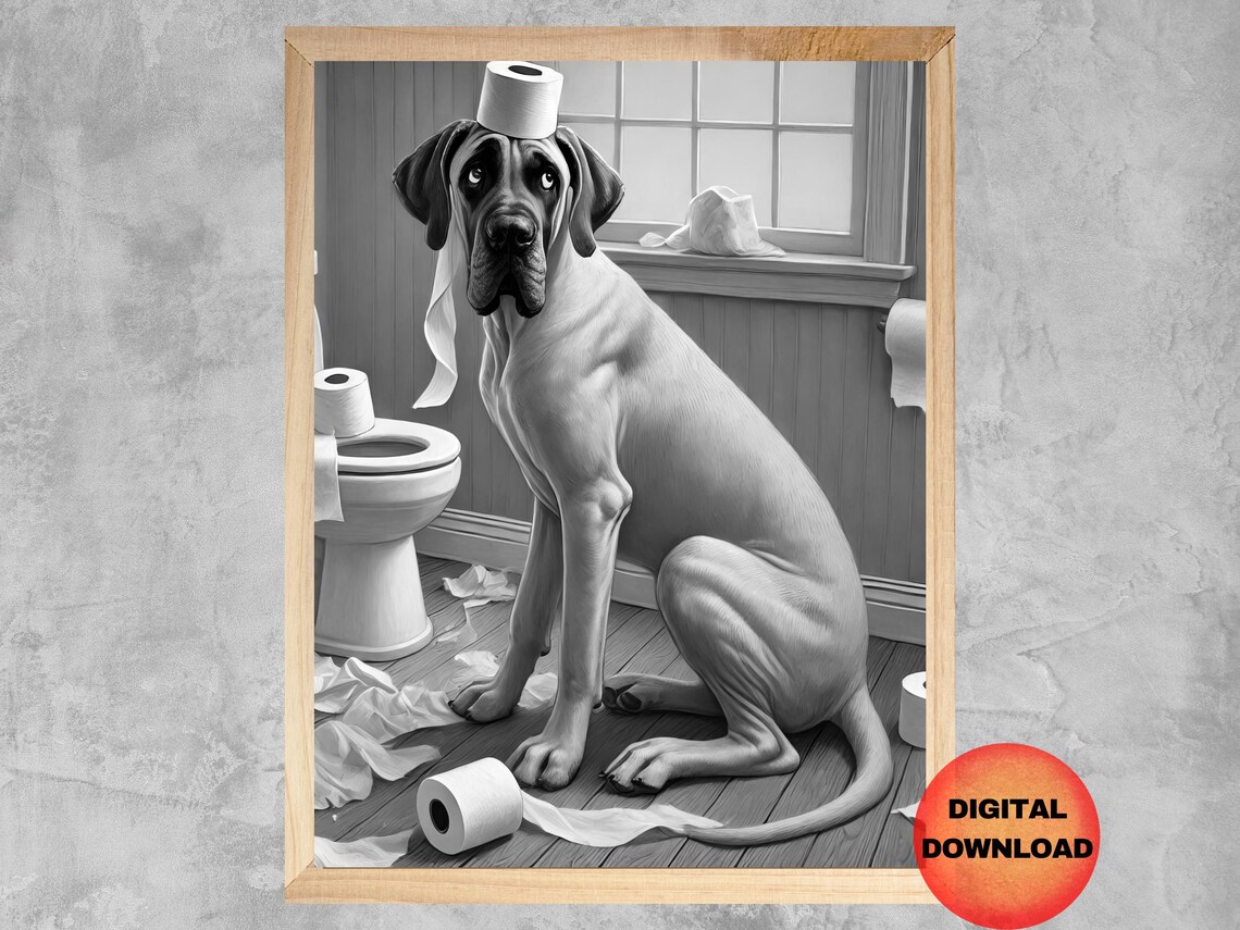 Funny Great Dane Bathroom Toilet Paper Print
