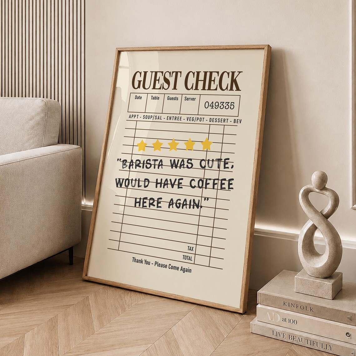 Guest Check Barista Was Cute Retro Cafe Review Quote Wall Poster