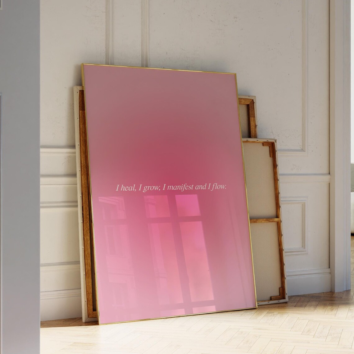 I Heal I Grow I Manifest And I Flow Pink Aura Gradient Wall Poster
