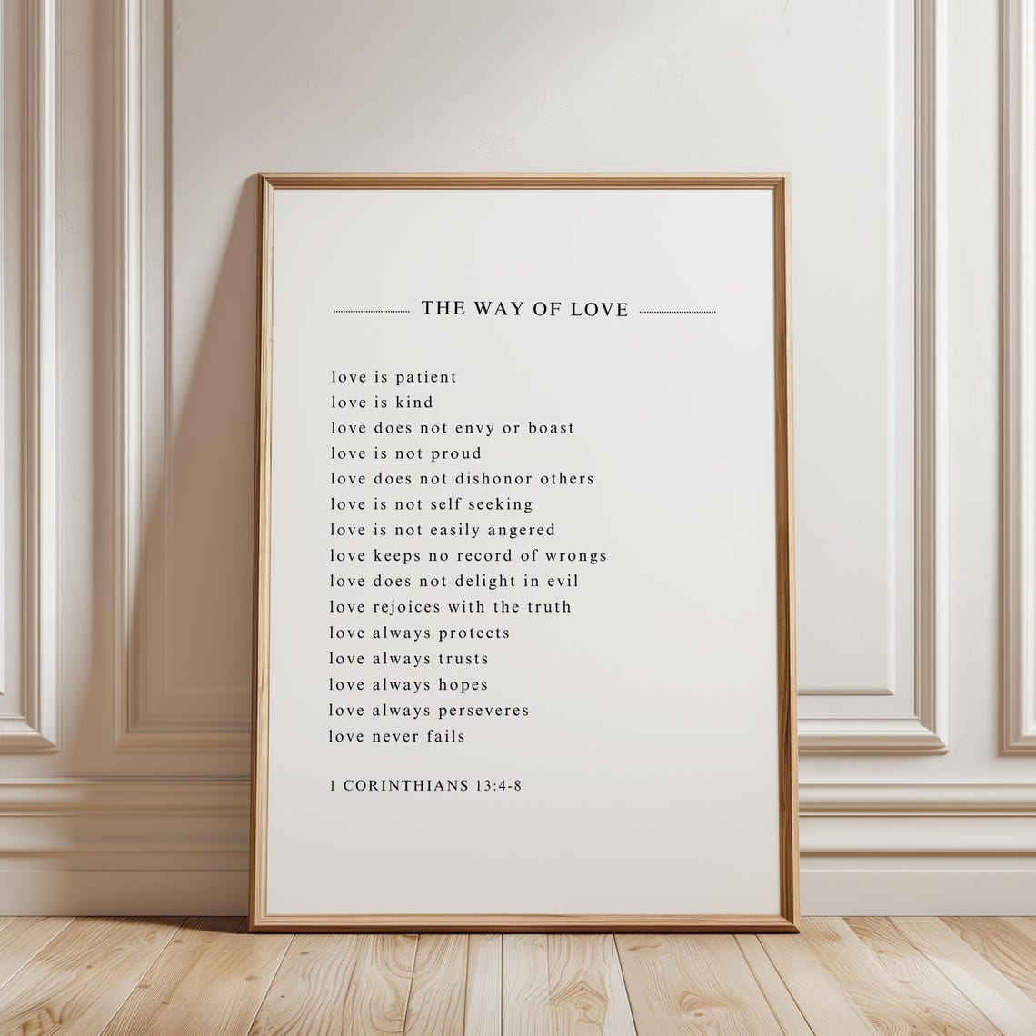 The Way of Love 1 Corinthians 13 Minimalist Scripture Print Wedding
