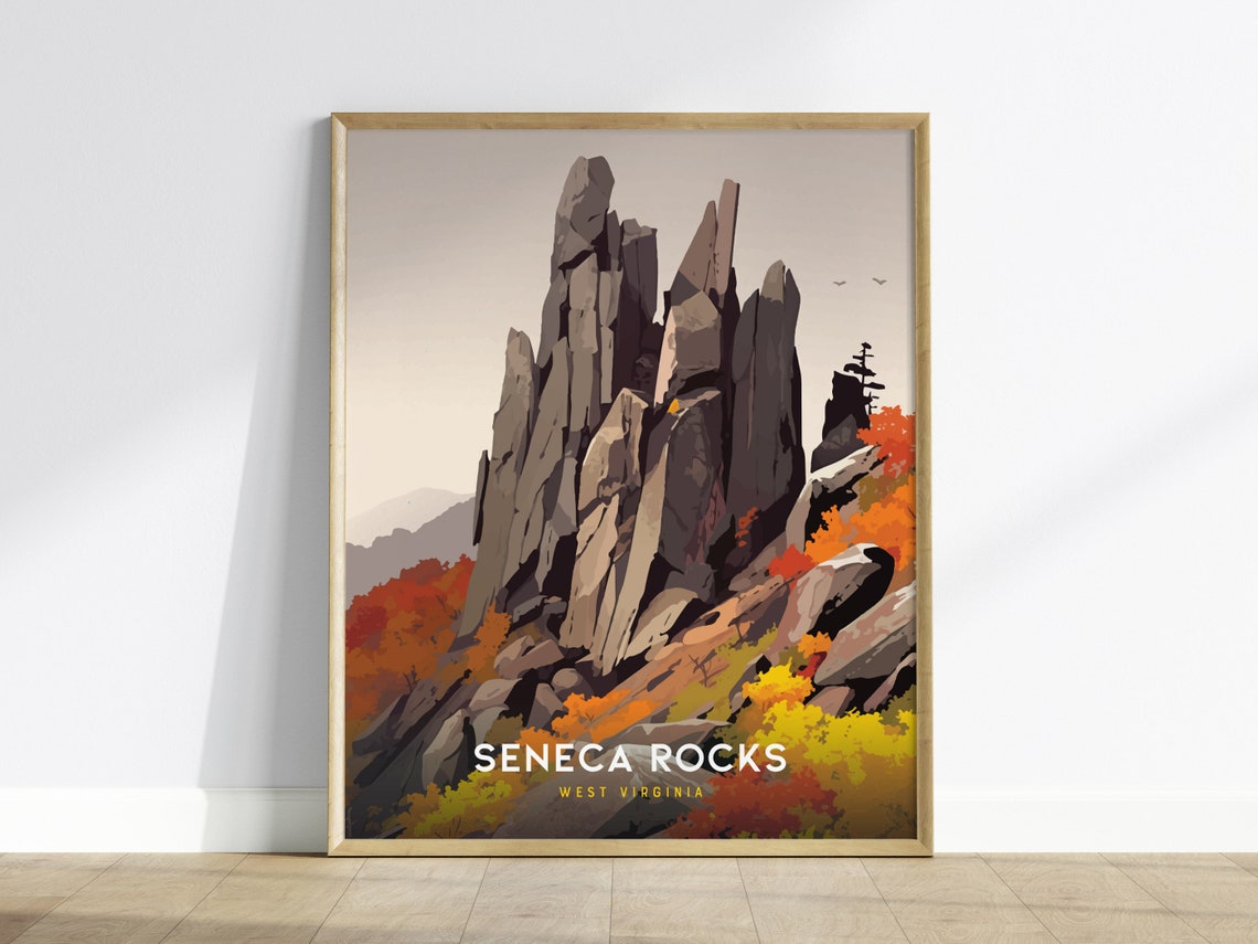 Seneca Rocks West Virginia Fall Foliage Rock Climbing Poster