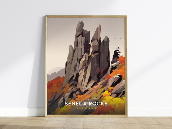 Seneca Rocks West Virginia Fall Foliage Rock Climbing Poster