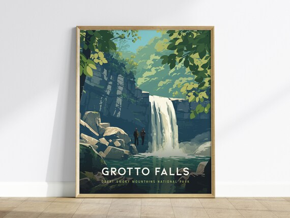 Grotto Falls Great Smoky Mountains Waterfall Forest Hike Poster
