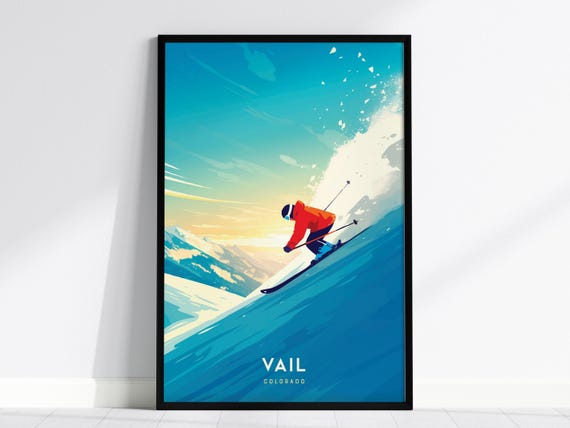 Vail Ski Resort Poster Modern Colorado Mountain Art