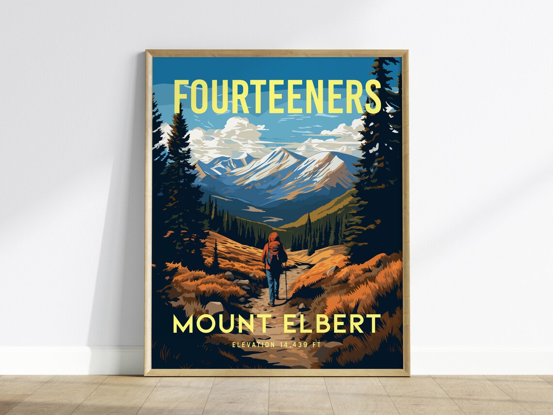Mount Elbert Colorado Fourteener Travel Poster