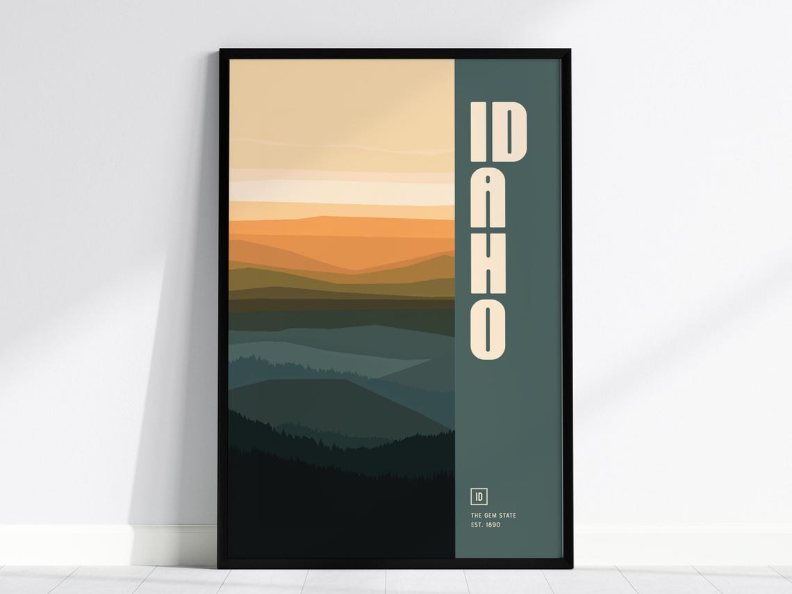 Idaho Abstract Art Poster Modern Gem State Home Decor