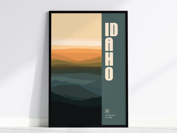 Idaho Abstract Art Poster Modern Gem State Home Decor
