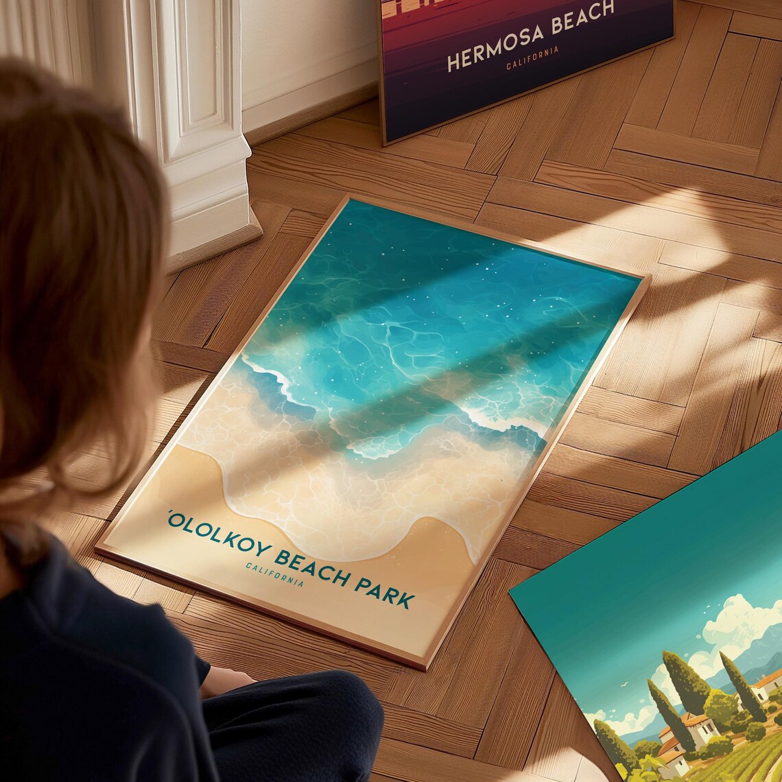 Ololkoy Beach Park California Aerial Surf Waves Travel Poster - Image 2