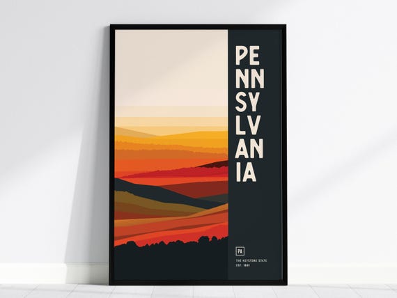 Pennsylvania Fall Landscape Poster Abstract Home Wall Decor Framed Or Unframed