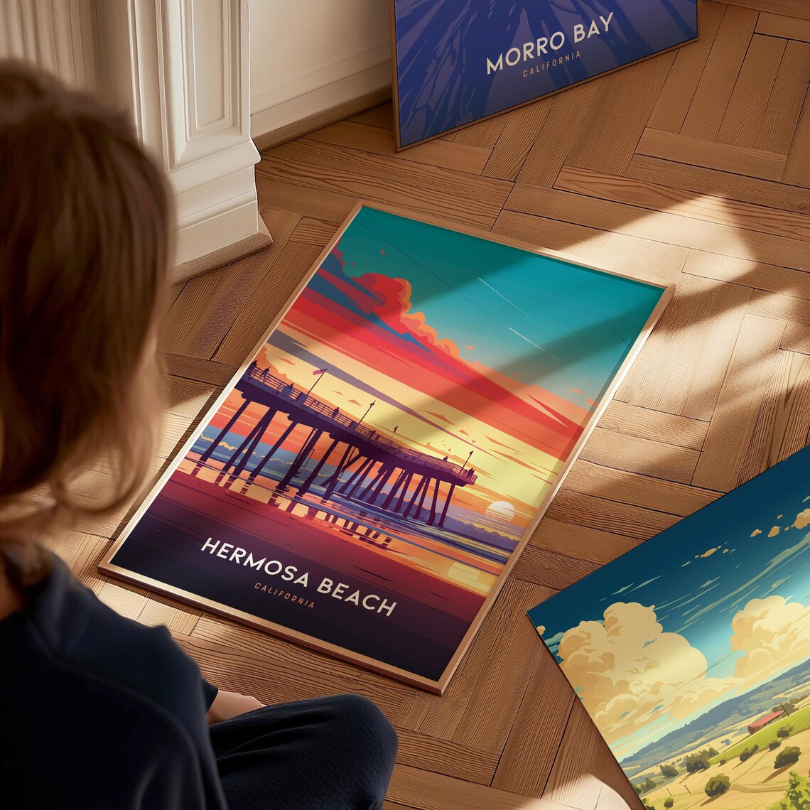 Hermosa Beach Pier California Sunset Travel Poster - Image 2