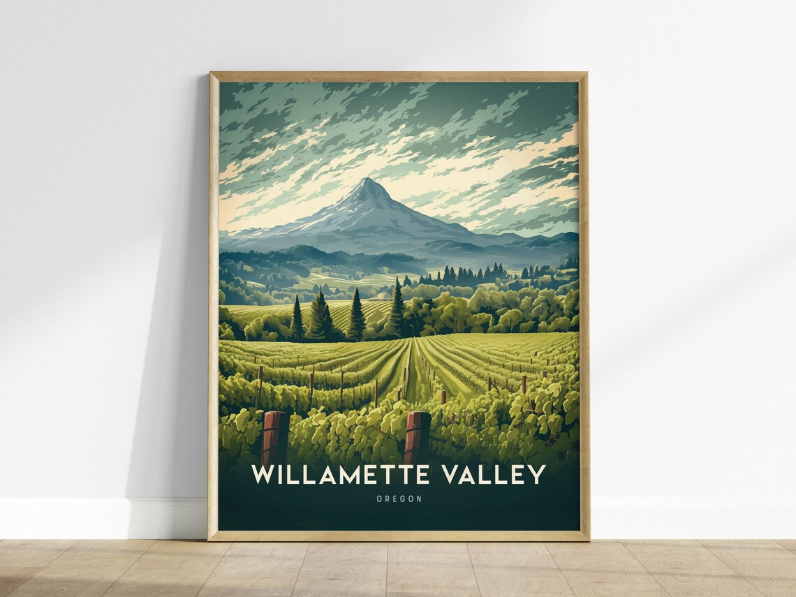 Willamette Valley Oregon Vineyard Landscape Art Print