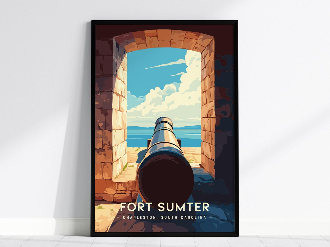 Fort Sumter Charleston South Carolina Cannon Vintage History Poster