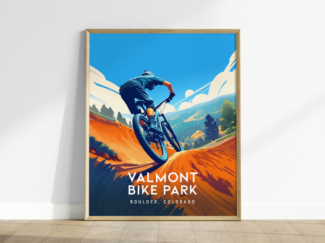 Valmont Bike Park Boulder Colorado Mountain Biker Trail Travel Poster