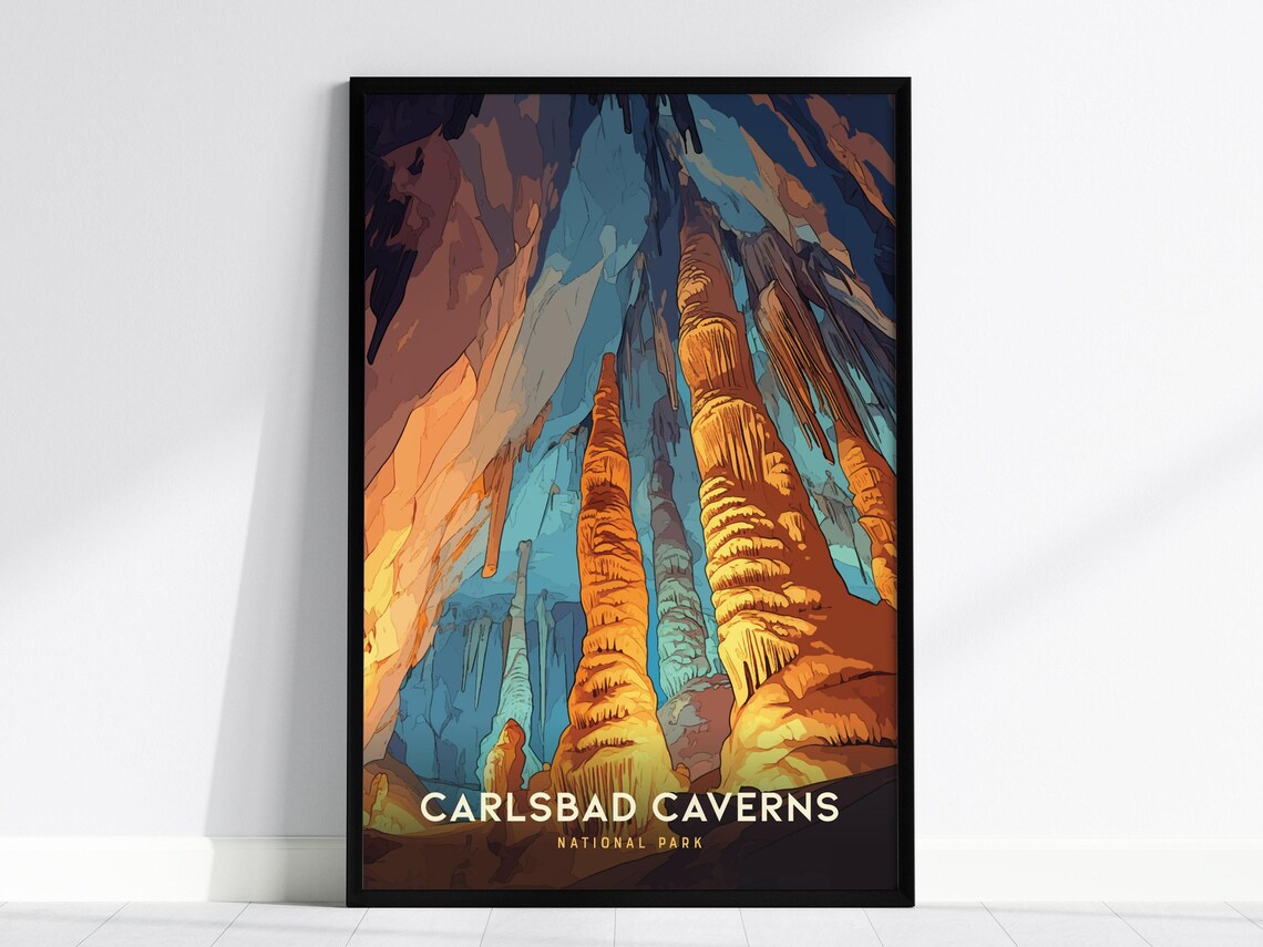 Carlsbad Caverns National Park Travel Poster, Cave Art