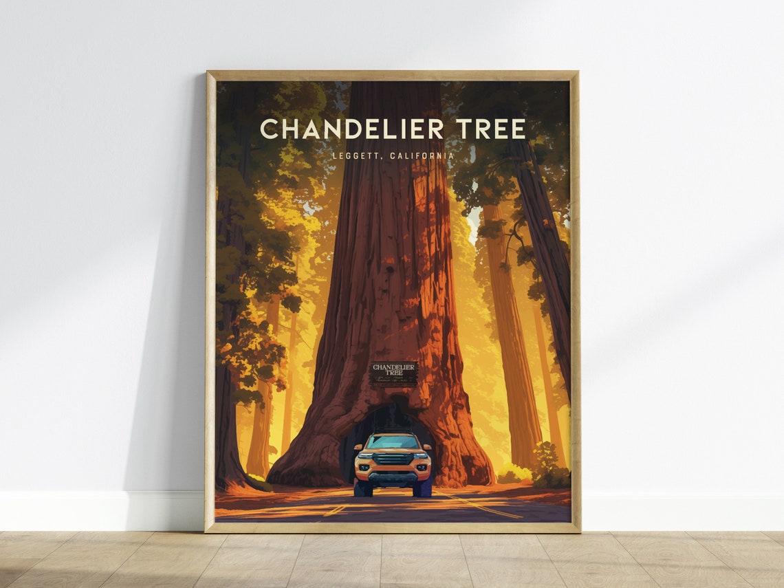 Chandelier Tree Leggett California Drive Through Redwood Poster