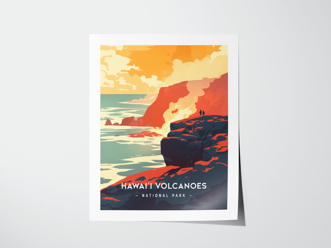 Hawaii Volcanoes National Park Lava Coast Sunset View Poster